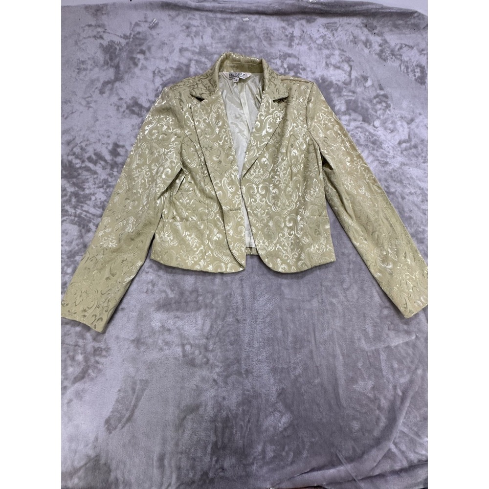 Uniform‎ John Paul Richard Open Blazer Women's Size 6 Gold Paisley Jacket EUC